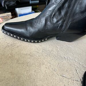 Nasty Gal Black Leather Heeled Boots with Silver Accents in A Size 10 Medium.